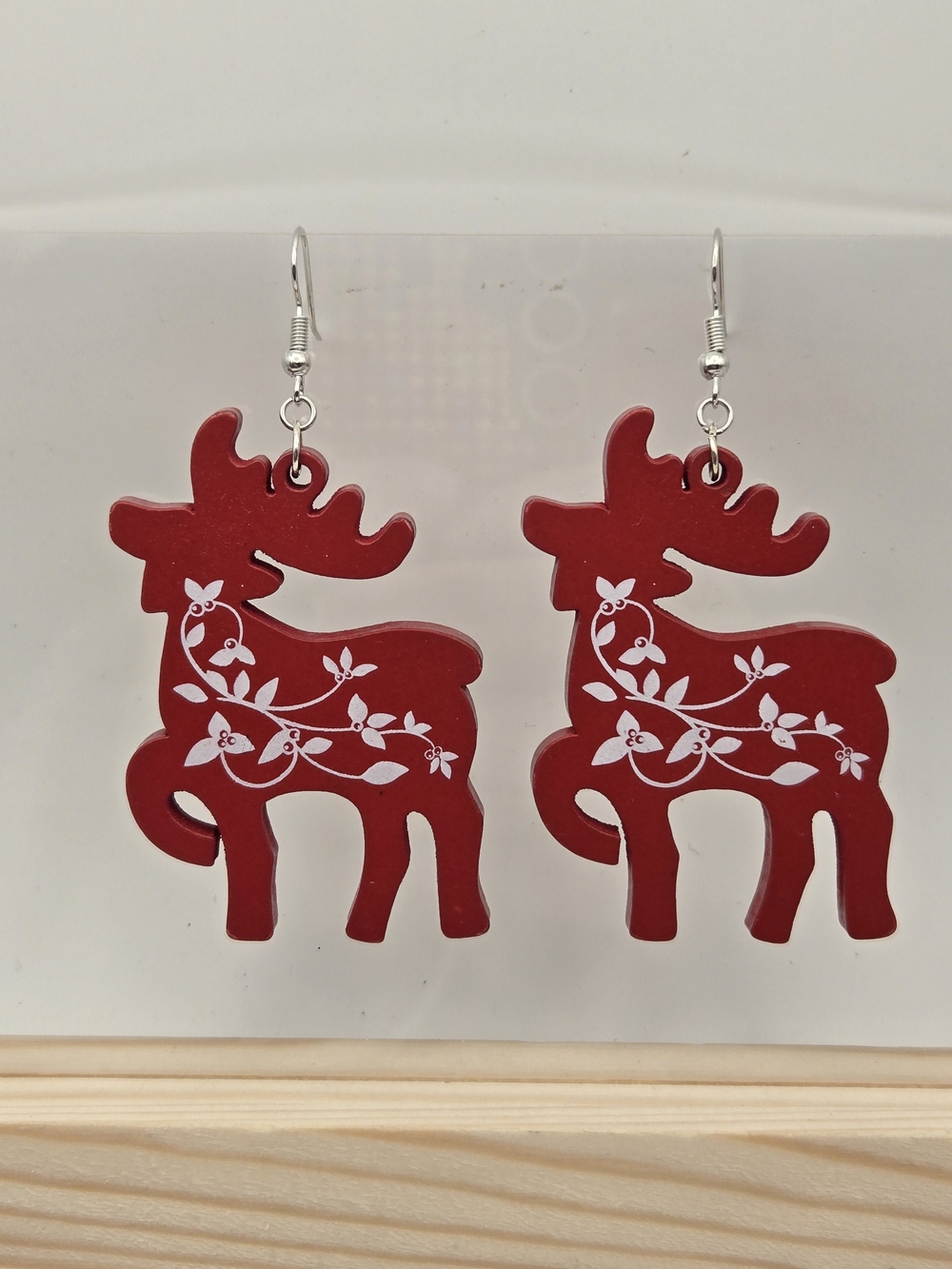 Festive Red Reindeer Dangle Earrings for Women